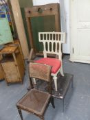 An antique continental painted side chair and a regency painted chair