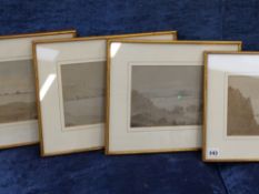 19th.C. English School. Four Cornish coastal view wash drawings