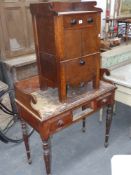 An early 19th.C. gallery back washstand and an oak nightstand