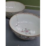 Two Chinese export famille rose deep bowls, both with figural decoration