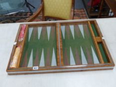 A bespoke Walnut and chrome Art deco style Backgammon board