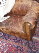 A button leather upholstered settee for recovering