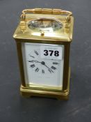 An early 20th.c.carriage clock with strike repeat