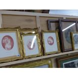 A group of decorative antique and later prints and aquatints, some in swept gilt frames