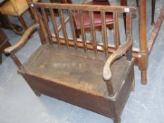 An 18th.c.oak box seat settle