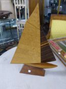 An Art Deco style specimen wood model sailing ship