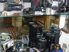 Cameras and lenses to include a Linhoff technika with various lenses, a Pentacon six TL with