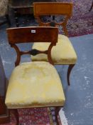 A set of four Beidermieir inlaid satinwood side chairs