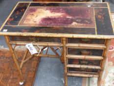 A 19th.c.bamboo and lacquer decorated small writing desk