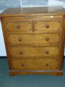 A 19th.C. Arts and Crafts ash chest of drawers with painted decoration