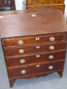 A Geo.III.provincial mahogany bureau fitted with four drawers