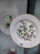 A pair of early 19th Century Derby Botanical plates. Gilt rims with moulded fluted borders