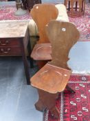 Two 19th.c.mahogany hall chairs