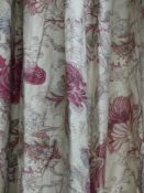 Two pairs of floral patterned linen drapes and a matching panel (all inter lined)