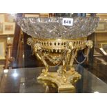 A silver gilt Neo-classical style centre piece with associated cut glass bowl, apparently unmarked.