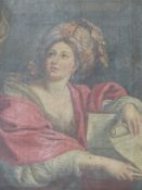 An oil painting of a classical muse after the old master original. Oil on canvas