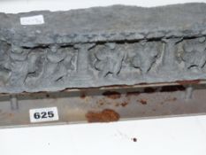 An early Indian carved stone figural frieze fragment mounted on steel base