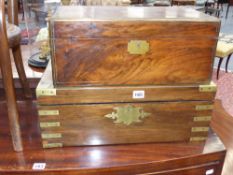 Two 19th.c.brass bound writing boxes