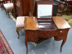 A Louis XVI and later walnut and rosewood French dressing table