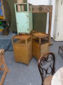 Four vintage industrial metal side lockers/cabinets