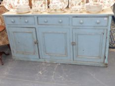 A Victorian painted pine dresser base