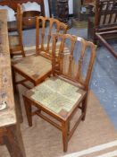 A set of six Georgian country elm side chairs