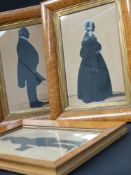 Three 19th Century maple framed English watercolour portrait studies of standing figures, two