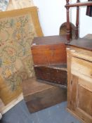 Three Victorian lock boxes and a large wooden bowl