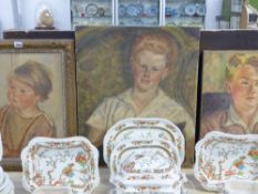 Lilian Lancaster (exn 1911-1939) Three Portraits of Children, all signed, one oil on board, the