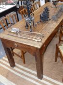 A large 19th.c.French country oak farmhouse table