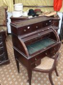 A 19th.c.continental cylinder top desk