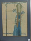 Ludwig. Hohlwein (1874-1949) Colour lithograph poster for Richard Strauss, Munich 1910