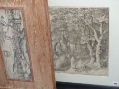 A group of various framed Old Master landscape and figural prints together with a number of unframed