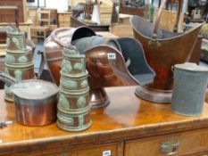A quantity of Victorian and later copperware,etc