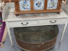 A 19th century painted pine gallery back washstand