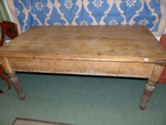 A large Victorian pine scullery table