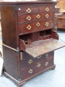 A Geo.III.mahogany secretaire tallboy chest on chest