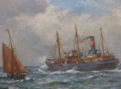 Bernard Finnegan Gribble (1873-1962) (ARR), Fishing boats and a sailing dinghy, signed, oil on