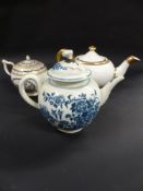 A Swansea teapot and cover. With fluted body embellished with gilding. A small bullet shaped