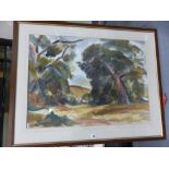 William (Jock) Frater (1890-1974) Australian, Landscape with trees, signed, watercolour, 52.5 x