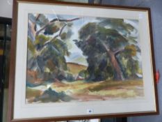 William (Jock) Frater (1890-1974) Australian, Landscape with trees, signed, watercolour, 52.5 x