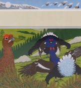 Robert Gillmor (b.1936) (ARR), Grouse, and birds in flight, signed, inscribed and numbered 8/14 in