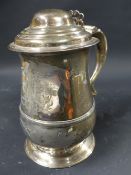 A George III silver lidded tankard of traditional form. Dates London 1770. Makers W&J Priest. 22ozs.