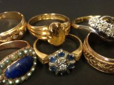 Six assorted dress rings