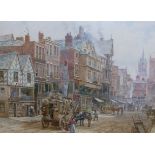 Louise Rayner (1832-1924), Bridge Street, Chester, signed, watercolour, 39.5 x 53.5cm.