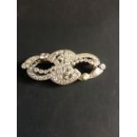 An Art Deco all diamond set double clip brooch