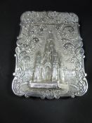 A silver card case. Depicting The Scott Memorial Edinburgh. Birmingham 1844. Maker Nathaniel