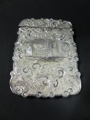 A silver Castle top card case. Depicting Westminster Abby. Birmingham 1844. Maker Taylor and