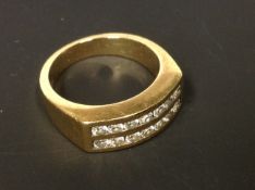 An 18ct gold two row diamond dress ring