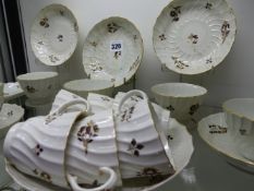 A Worcester Barr Period part tea set. Comprising spoon tray, six tea bowls, six tea cups, six